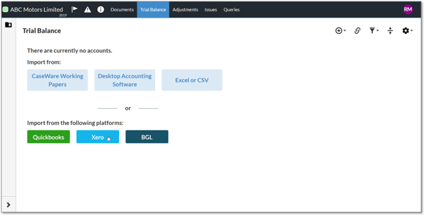 CaseWare import options