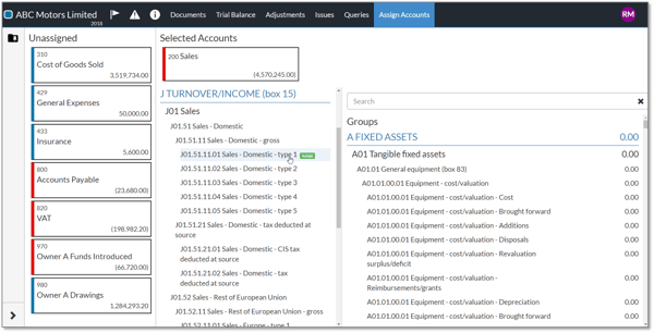 CaseWare accounts mapping